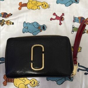 Black Wallet with Gold Logo